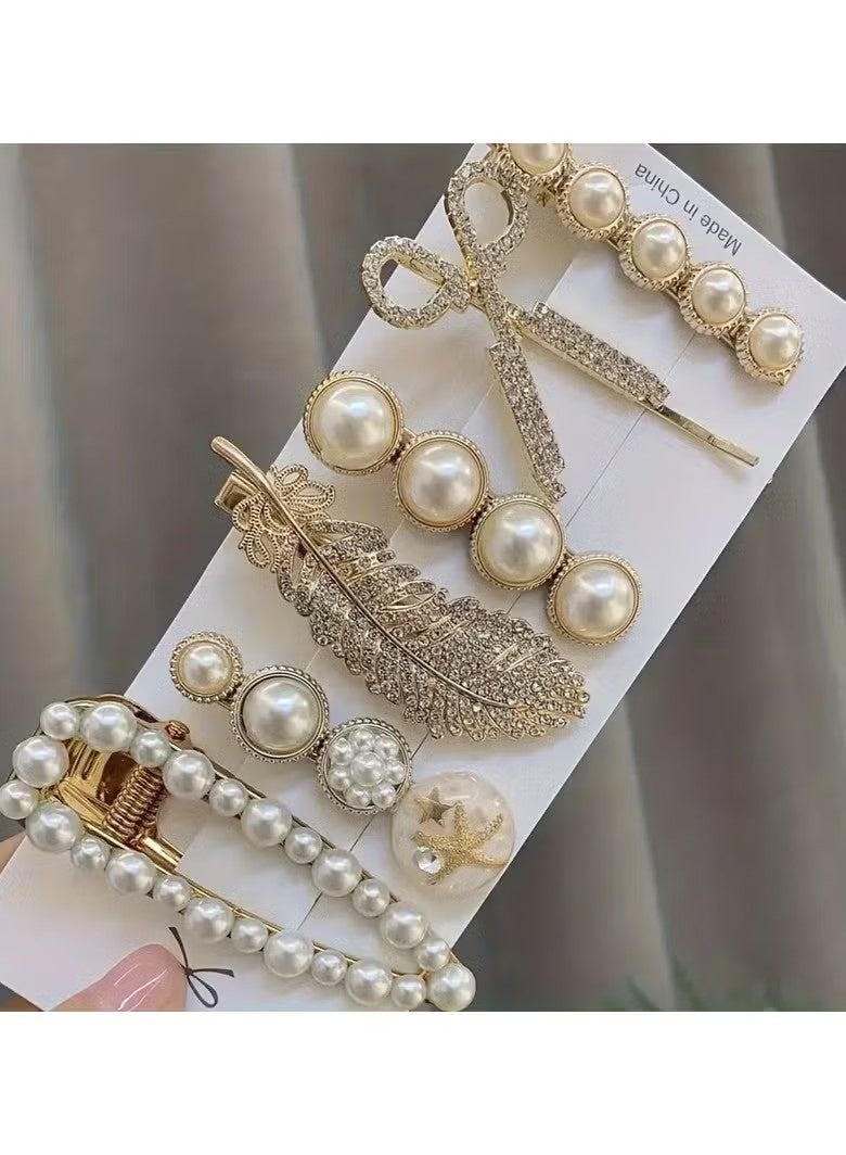 ٦ قطع من مشابك الشعر الجانبية الأنيقة، مشابك شعر مزينة باللؤلؤ الصناعي، مشابك غرة مزينة بأحجار الراين اللامعة على شكل مقص، مناسبة للنساء والاستخدام اليومي - Image 5